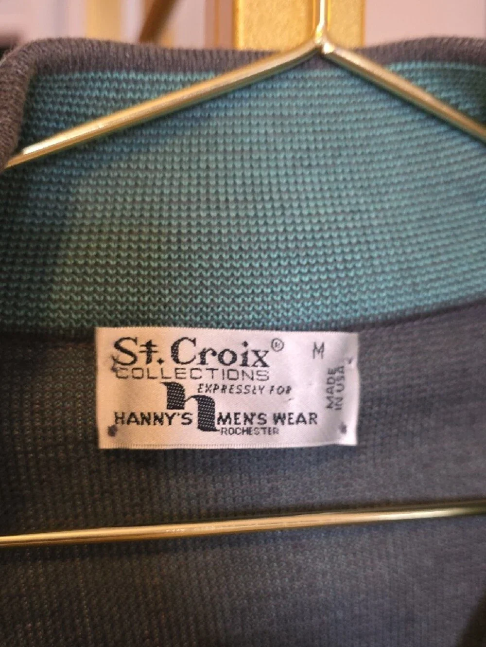 St. Croix Men's Teal Green Half-Zip Sweater Medium Cotton Blend Zipper